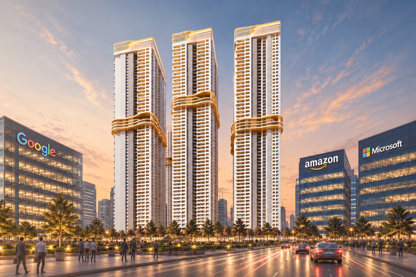 Aerial view of CINQ by Raghava residential towers